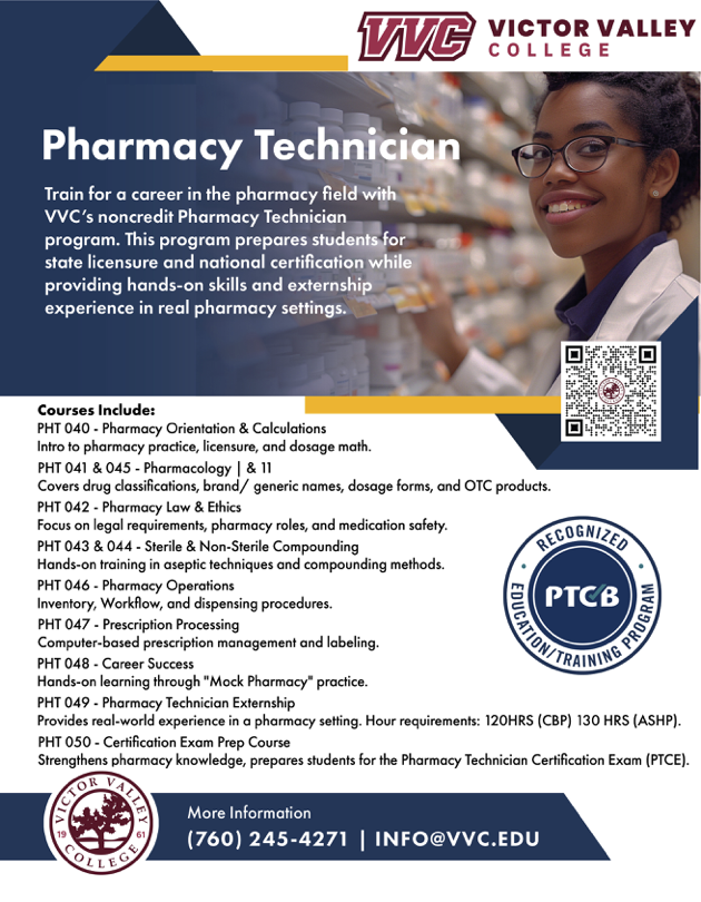 This is the flyer with the Pharmacy Technician program requirements