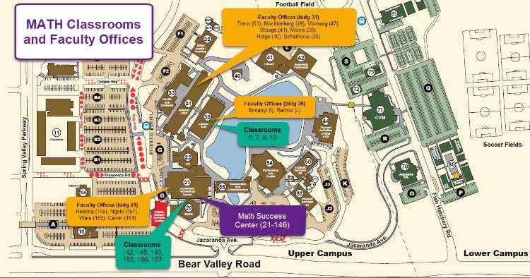 Math Classrooms and Offices on Campus