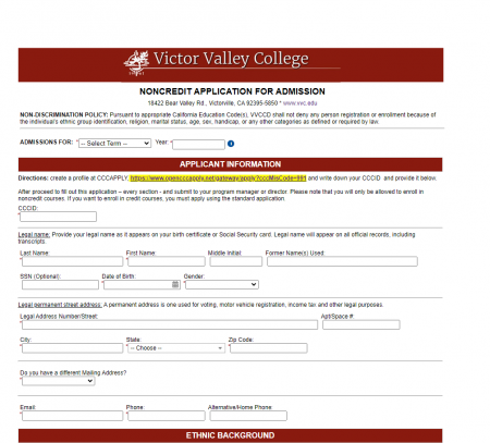 Non Credit Application